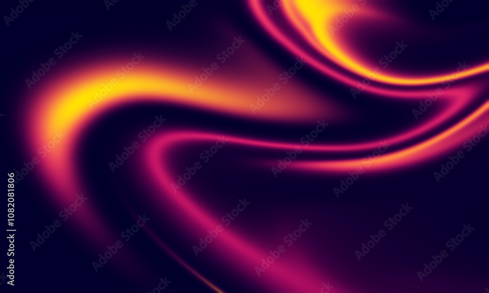 Poster abstract vibrant gradient waves in purple, orange, and yellow hues, creating a fluid, glowing effect