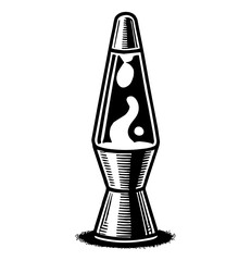 lava lamp engraving black and white outline