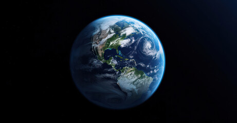 Obraz premium A stunning view of Earth from space, showcasing its vibrant colors and cloud patterns against a dark backdrop.