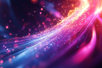 Fototapeta premium Vibrant Fiber Optic Light Trail in Purple and Blue 