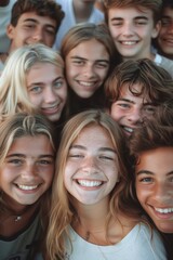 A group of friends smiling and posing for a photo, casual and relaxed