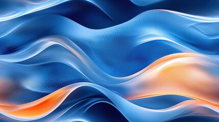 Obraz premium Dynamic abstract waves: vibrant blue and orange fluid motion texture