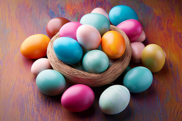 easter eggs in a basket