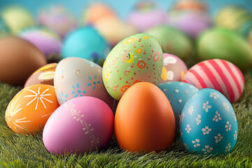 easter eggs in grass