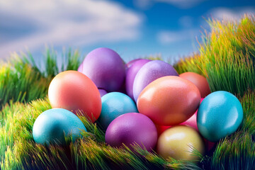 easter eggs in grass