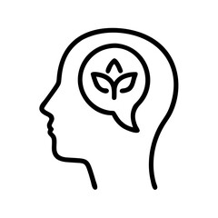 Mental clarity icon with a person silhouette and plant symbolizing growth and awareness
