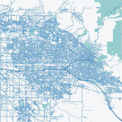 Map of Boise - Meridian in Idaho in a professional blue style. Contains layered vector with roads water, parks, etc.