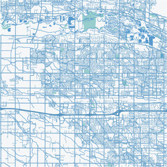 Map of Meridian in Idaho in a professional blue style. Contains layered vector with roads water, parks, etc.