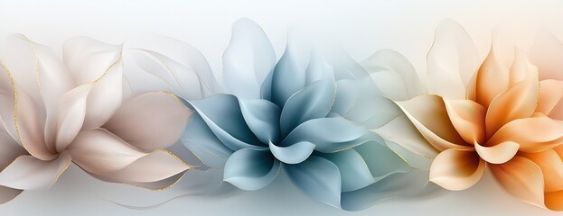 Abstract ethereal floral waves in pastel colors.