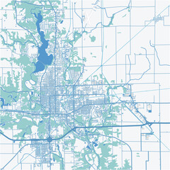 Map of Dnavill in Illinois in a professional blue style. Contains layered vector with roads water, parks, etc.