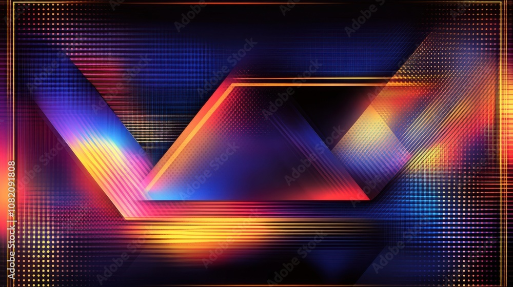 Poster vibrant abstract background with geometric shapes and colorful light patterns for modern design proj