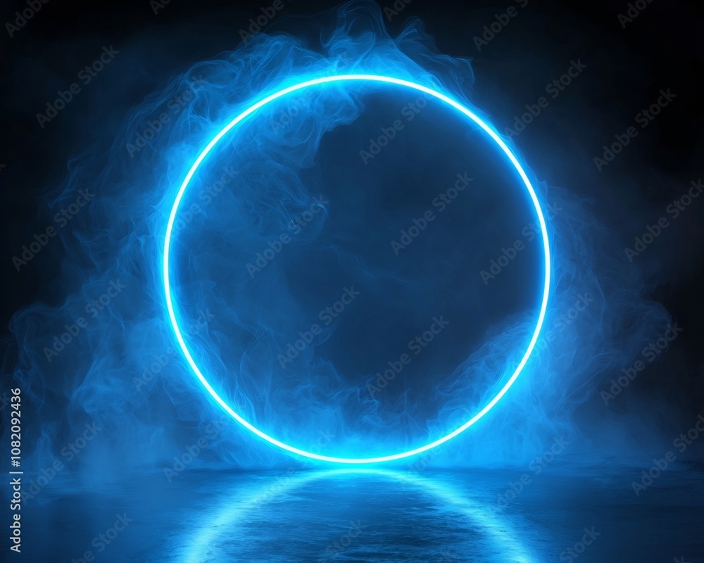 Aufkleber mesmerizing neon circle with misty backdrop for sleek product concept display