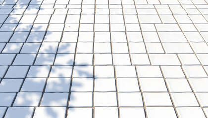 Outdoor white block stone floor pattern and background seamless, silhouette