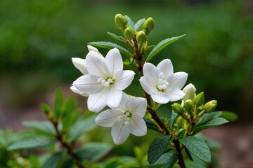 Fototapeta premium Elegant White Jasmine Flowers Isolated on a Natural Background