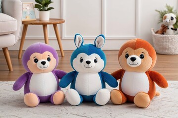 Adorable 3-Piece Plush Stuffed Animal Set for Kids and Toddlers