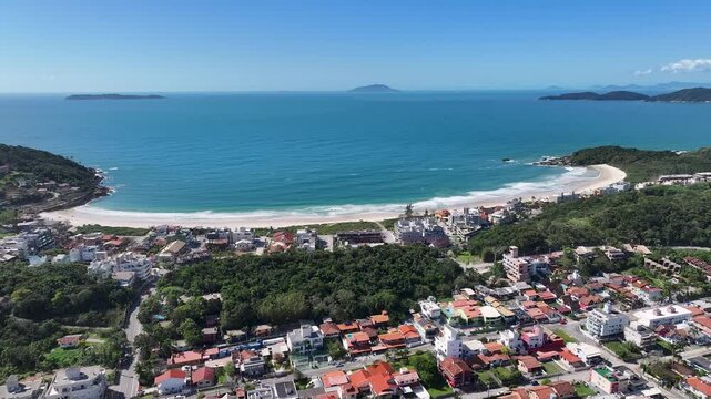 Quatro Ilhas Beach At Bombinhas In Santa Catarina Brazil. Beach Skyline. Nature Landscape. Summer Travel. Quatro Ilhas Beach At Bombinhas In Santa Catarina Brazil. Tropical Scenery.