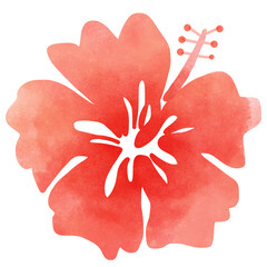 Hibiscus flower silhouettes orange Gradient watercolor