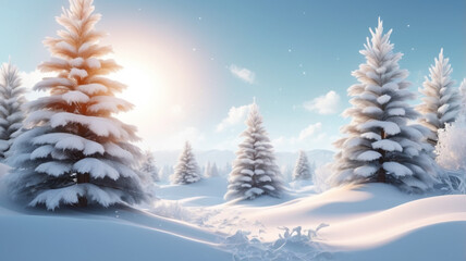 Naklejka premium snow covered pine trees