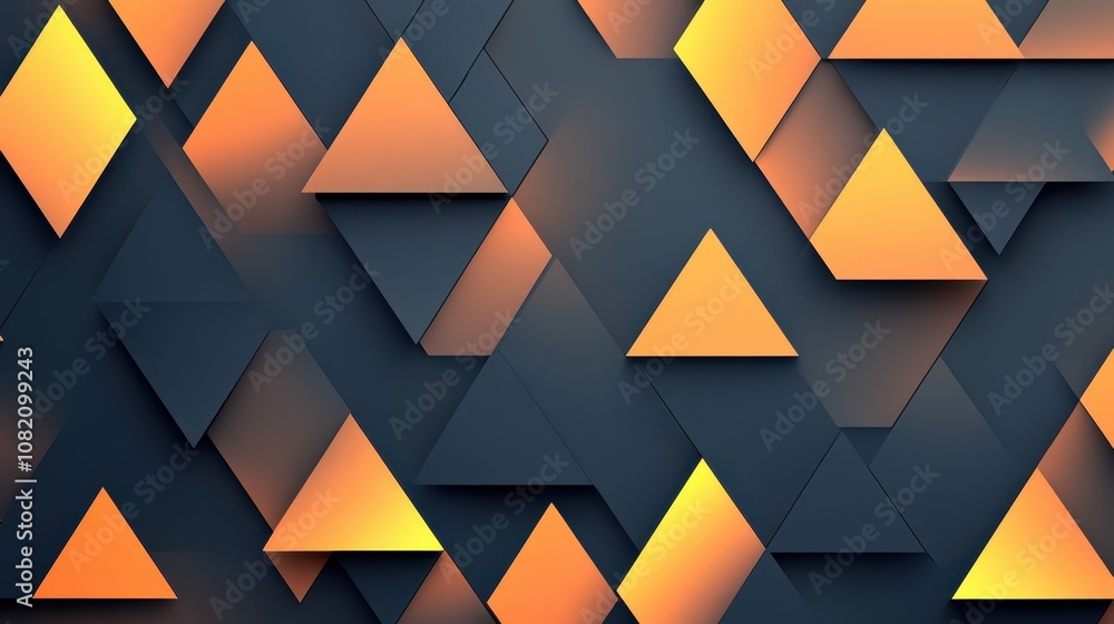 Poster modern geometric pattern with triangles in warm tones, abstract background design for creative proje