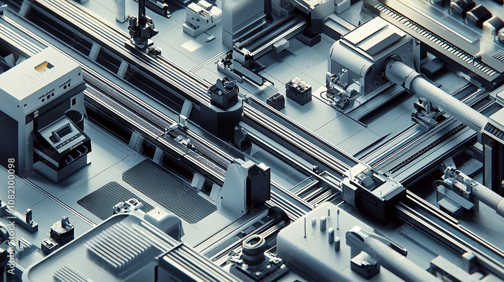 Poster explore the intricate design of modern industrial systems with advanced technology and automation