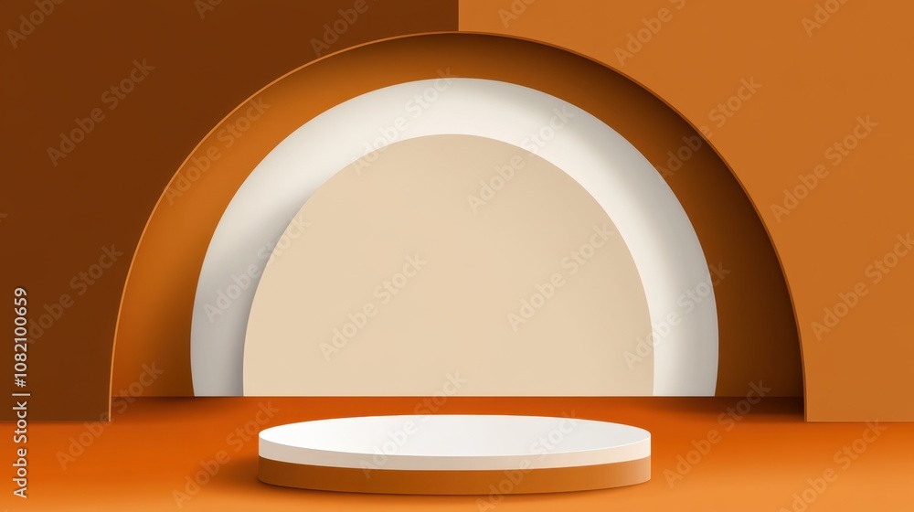 Poster minimalist abstract composition with geometric shapes featuring circular elements and warm earthy to