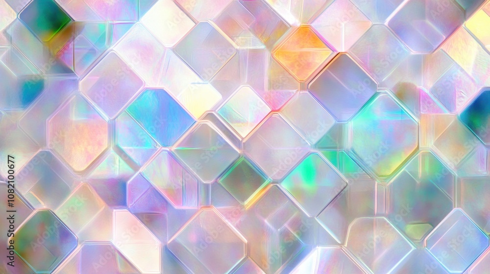 Aufkleber abstract pattern of luminous geometric shapes creating a vibrant, colorful texture that reflects lig