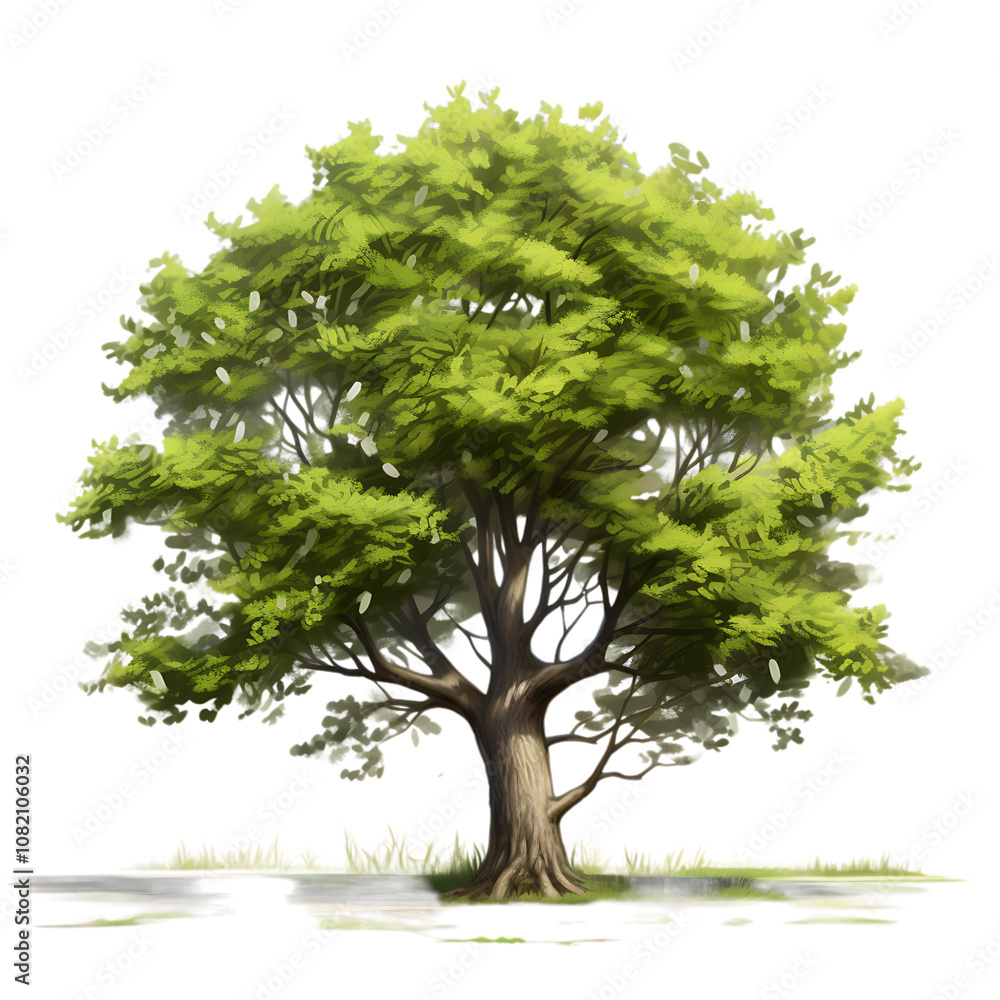 Poster a sharp and clear png cutout of a black locust tree, featuring a transparent backdrop, ready for sea