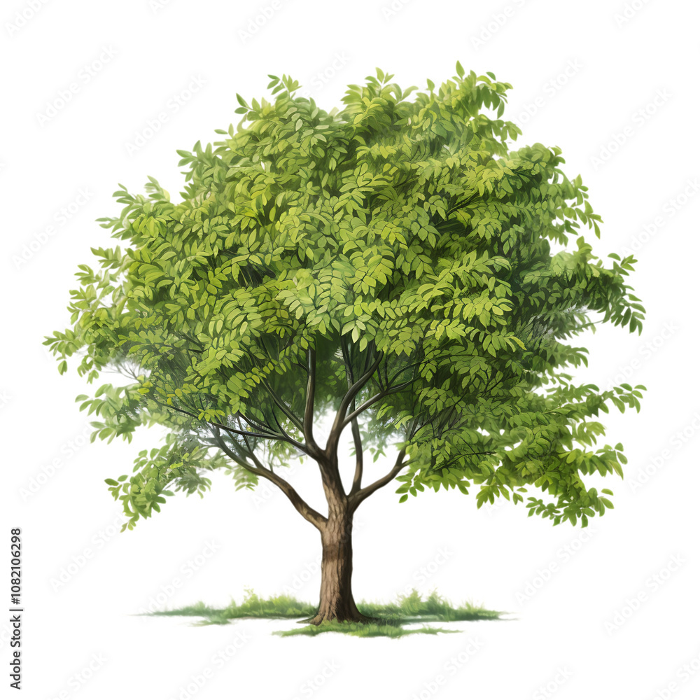 Poster a sharp and clear png cutout of a black locust tree, featuring a transparent backdrop, ready for sea