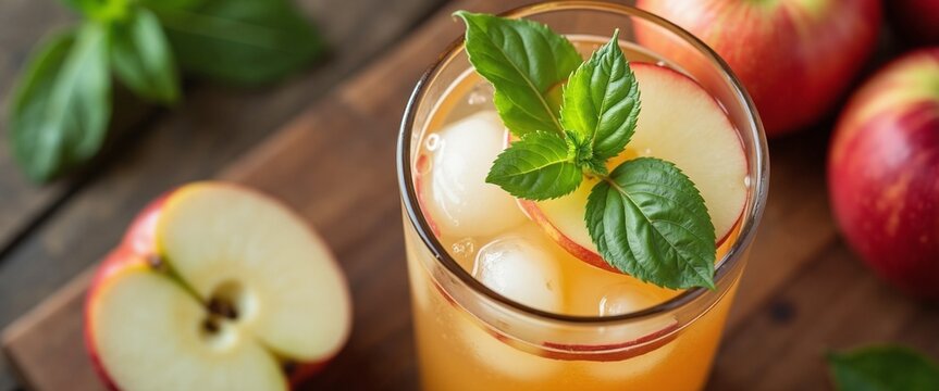 Refreshing Apple Basil Mocktail for Blogs, Websites, Recipe Cards, Healthy Living Content, Summer Entertaining Ideas, and Non-Alcoholic Beverage Promotions