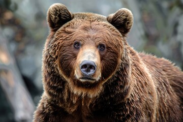 Fototapeta premium A close-up shot of a brown bear in its natural habitat, suitable for use in wildlife or nature-themed projects