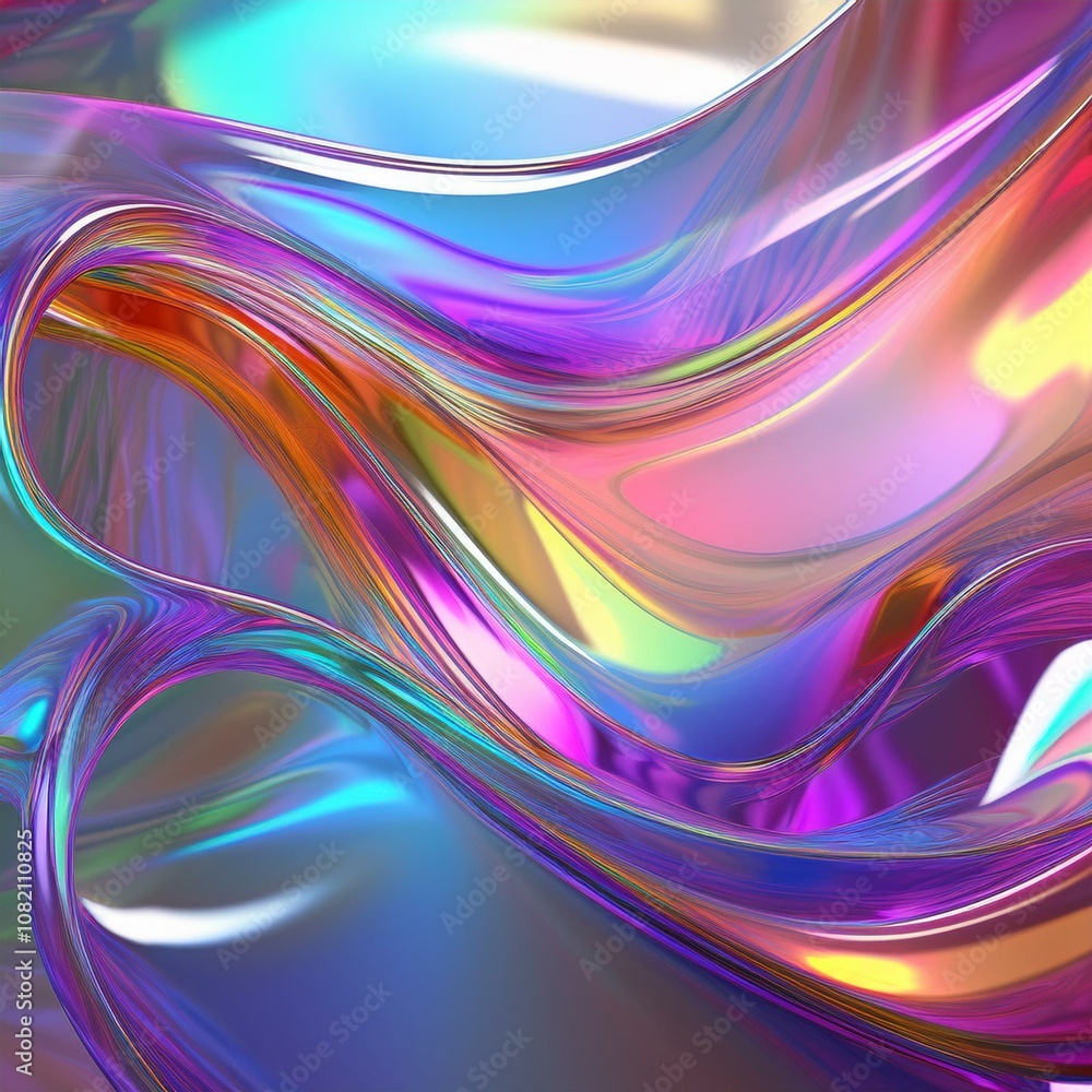 Poster flowing gradient transparent multilayer glass background, 3d rendering.