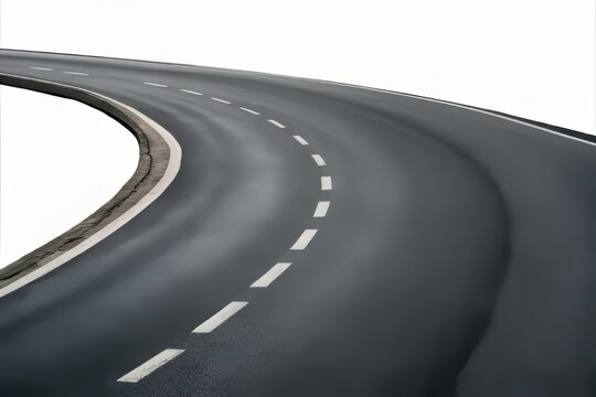 The Road Ahead: A winding asphalt road stretches into the distance, promising adventure and new horizons. The white dashed lines guide the way, symbolizing the journey ahead.