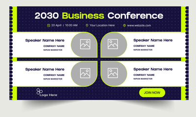 Digital business yearly conference digital webinar banner template design, online meeting banner design, talk show banner design, editable vector eps 10 file format