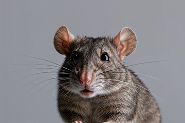 Isolated Rat Facial Expression Shot on Blank Background