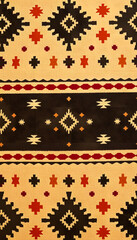 Geometric kilim ikat pattern with grunge texture, Backlit