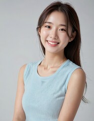 portrait of beautiful young Korean girls smiling and looking cheerful