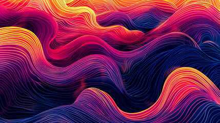 Fototapeta premium Dynamic colorful abstract wavy background featuring vibrant blue, orange, and yellow hues creating a striking fluid visual