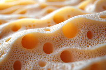 Fototapeta premium Photorealistic close-up of Yellow Cheese Texture with Distinctive Holes