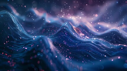 Obraz premium digital technology blue particle fluid poster background