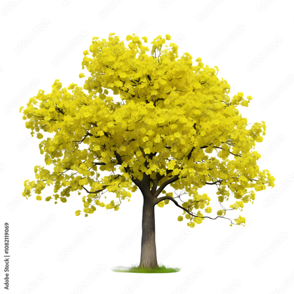 Poster a ginkgo tree with transparent backdrop, png cutout of the beautiful tree for easy use in designs an