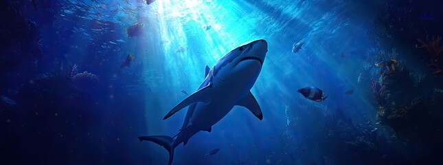 Obraz premium an underwater scene featuring the majestic great white shark