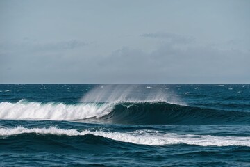 Fototapeta premium Dynamic Ocean Surface Waves on Isolated Background