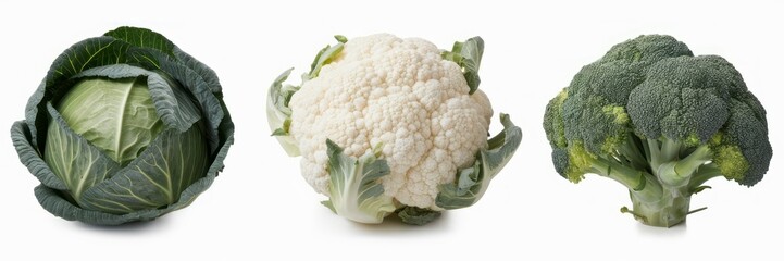 Fototapeta premium Cabbage, Cauliflower, Broccoli Trio 