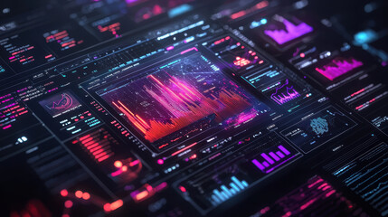 vibrant dashboard displays system level metrics with intuitive APM design, featuring dynamic graphs and data visualizations in futuristic interface