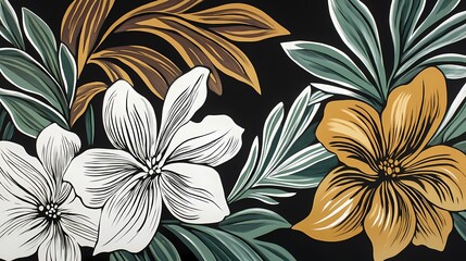 Retro autumn leaves plant illustration poster background