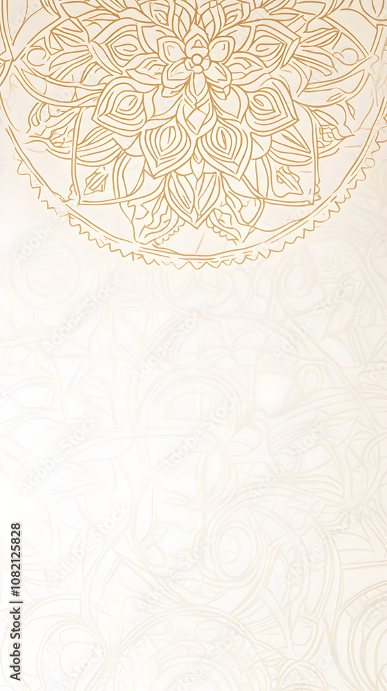 Poster clean vertical design featuring a simple mandala pattern on a light background, showcasing intricate