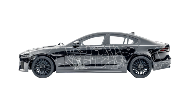 Dramatic Image of a Damaged Car Isolated on a White Background for Automotive Accident and Incident Reporting Needs