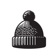 Obraz premium Winter hat silhouette vector design. Winter Beanie vector design. Cute winter hat logo, icon vector design.