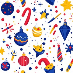 A flat design vector of Christmas ornaments