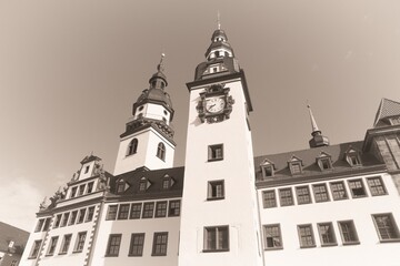Chemnitz, Germany. Faded paper photo print vintage style.